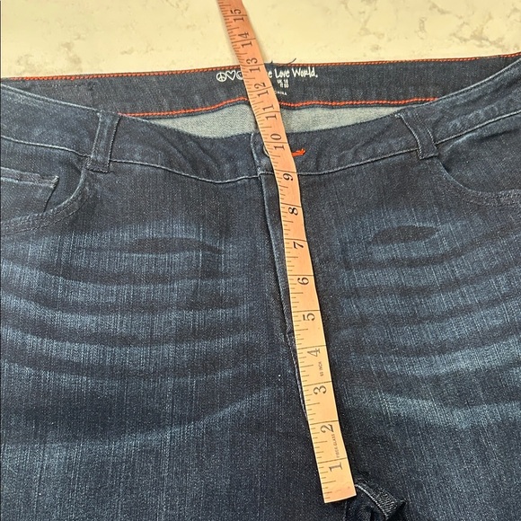 Peace Love World Regular Wide Leg Jeans with Side Buttons Womens Dark Blue Jeans - Picture 14 of 16